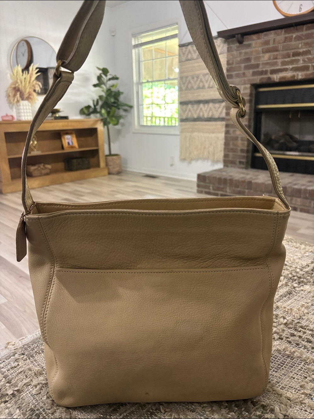 Coach Vintage Sonoma Pocket Shopper Natural Grain Leather Tote Bag Wheat 4920